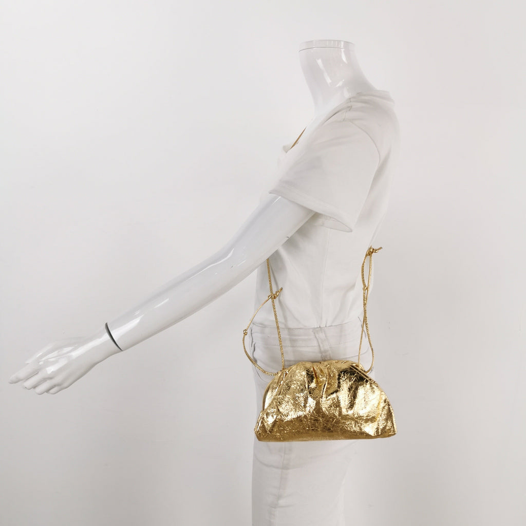 Bottega Veneta Pouch Mini Gold Lambskin Leather Crossbody Bag
