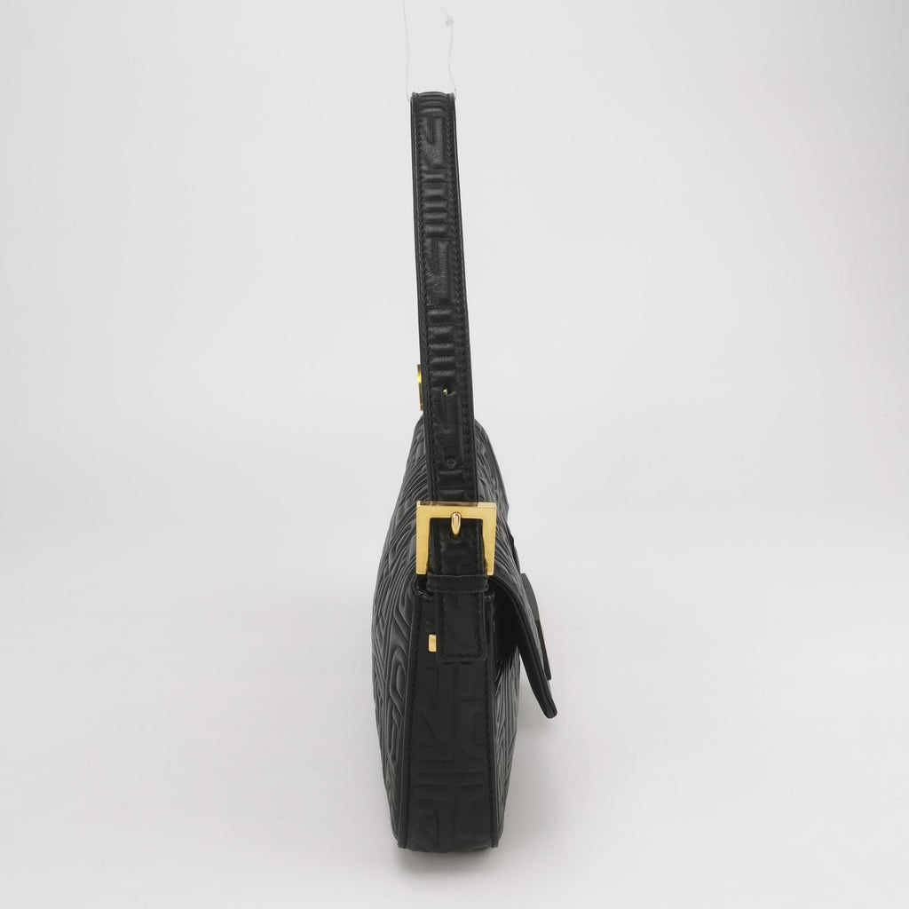 Fendi Baguette 1997 Re-edition 3D Embossed Black Leather Shoulder bag
