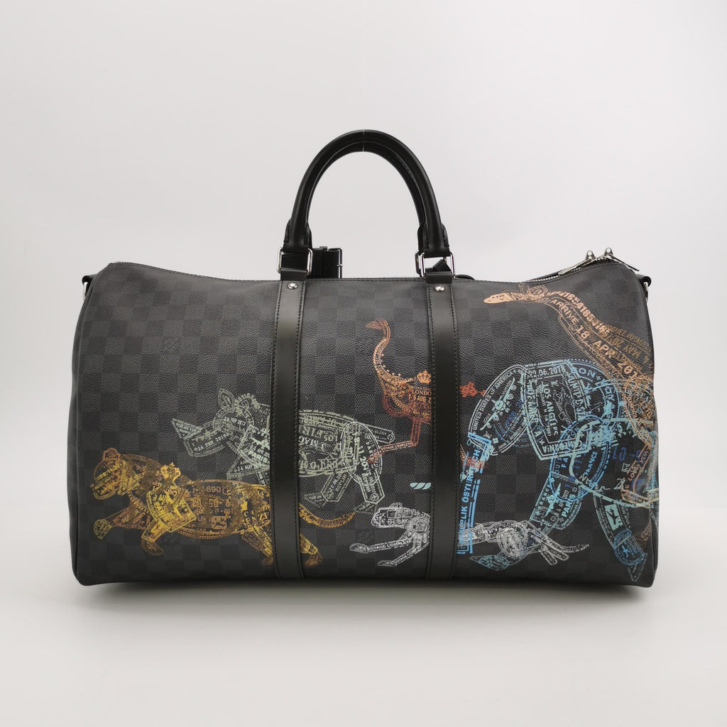 Louis Vuitton Keepall Bandouliere 50 Damier Graphite Stamps Animal Zoo