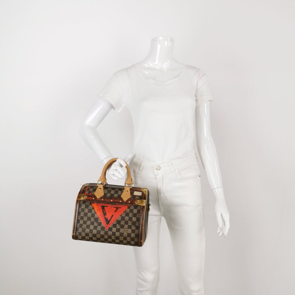 Louis Vuitton Speedy 25 Bandouliere Damier Ebene Time Trunk Brown Multicolor