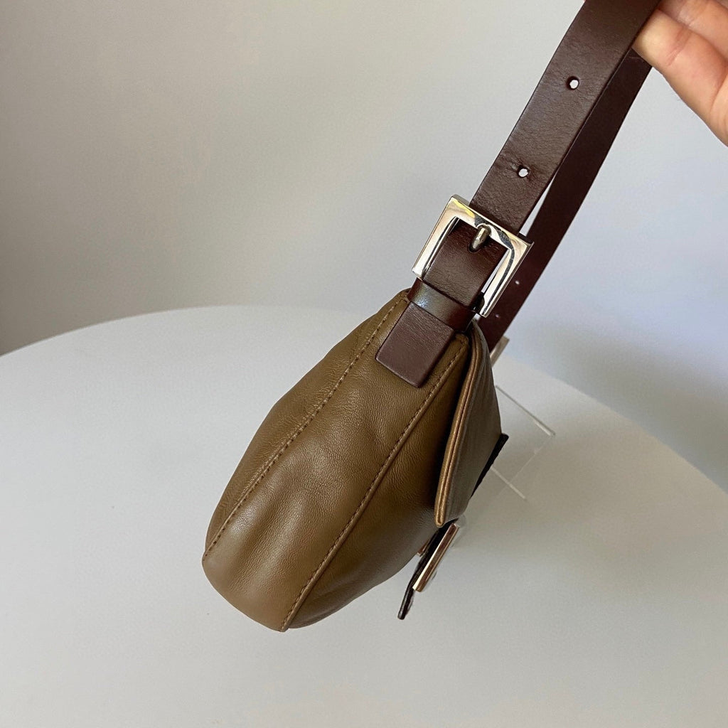 Fendi Baguette Brown Lambskin Leather Shoulder Bag