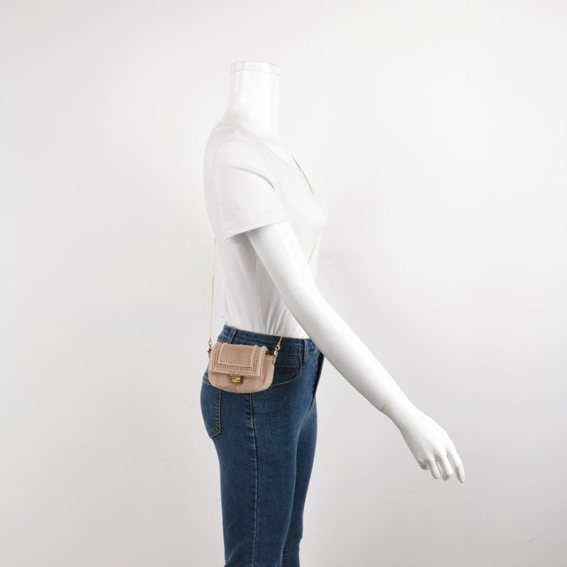 Fendi Nano Baguette Charm Pink Mink Fur with Chain