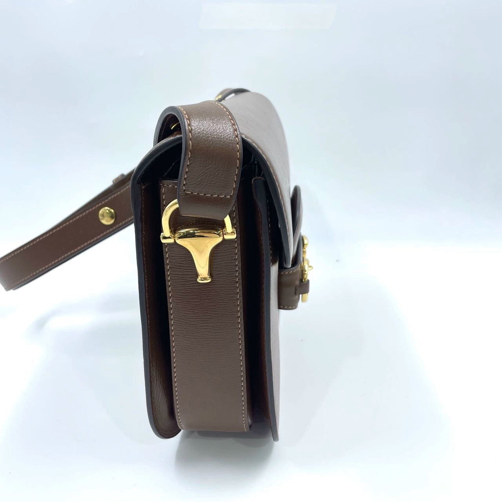 Gucci 1955 Horsebit Shoulder Bag Caramel Brown Small Leather