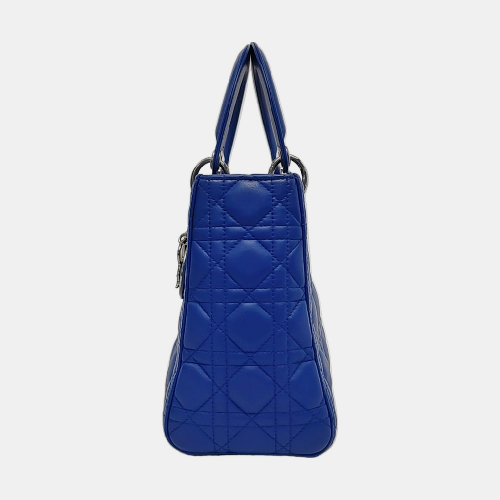 Lady Dior Medium Royal Blue Lambskin Leather Silver Hardware