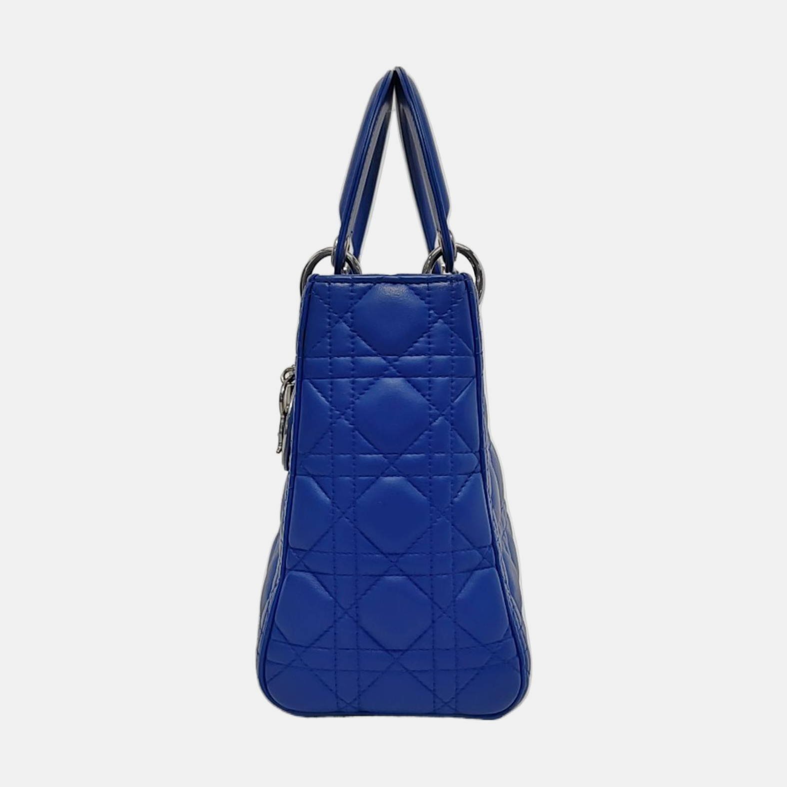 Lady Dior Medium Royal Blue Lambskin Leather Silver Hardware