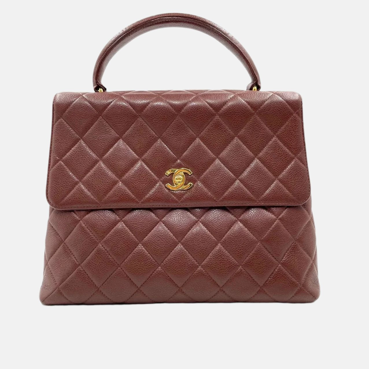 Chanel Vintage Top Handle Kelly Dark Caramel Flap Bag Caviar Leather 24k Gold Plated Hardware, 1996-1997