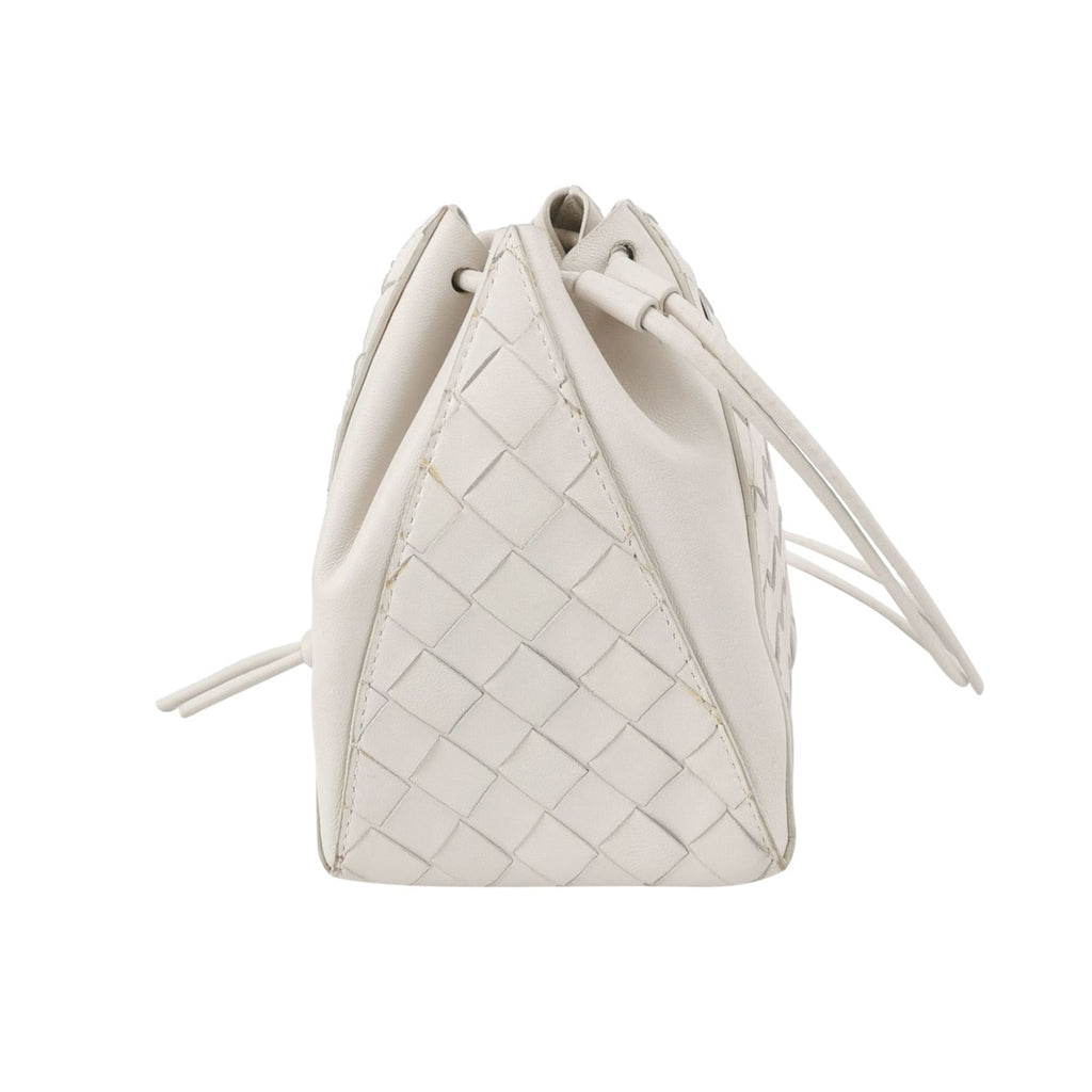 Bottega Veneta White Intrecciato The Mini Knot Shoulder Bag