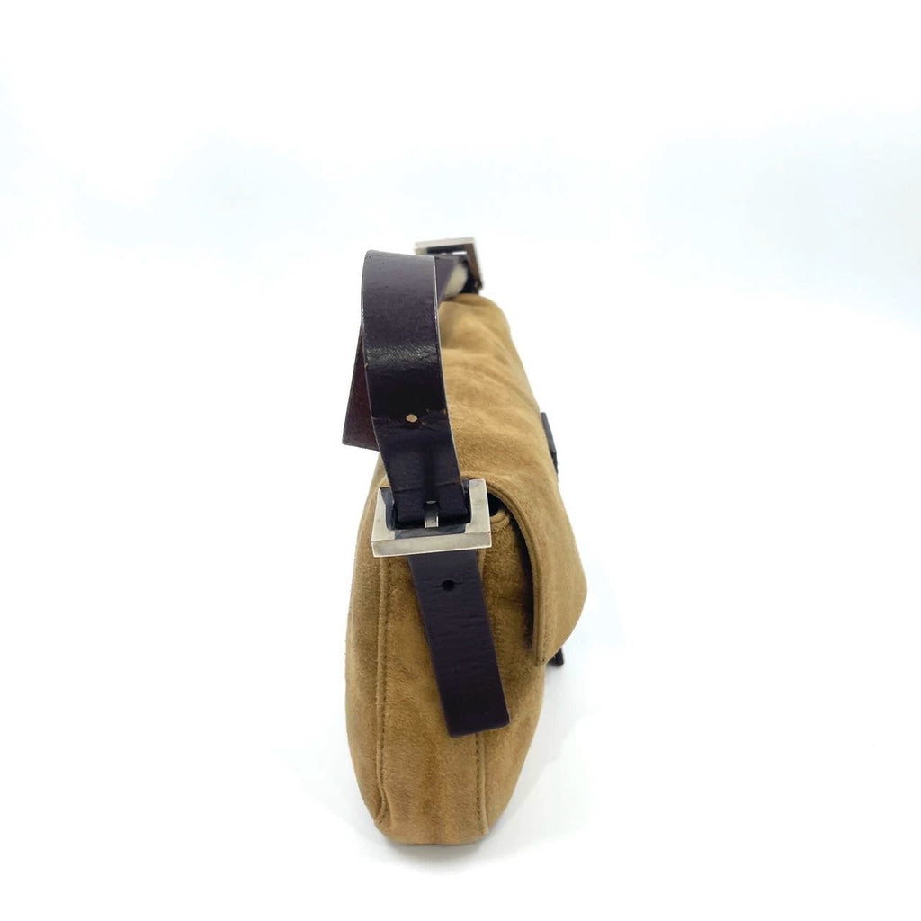 Fendi Baguette Coffee Brown Suede Leather Shoulder Bag