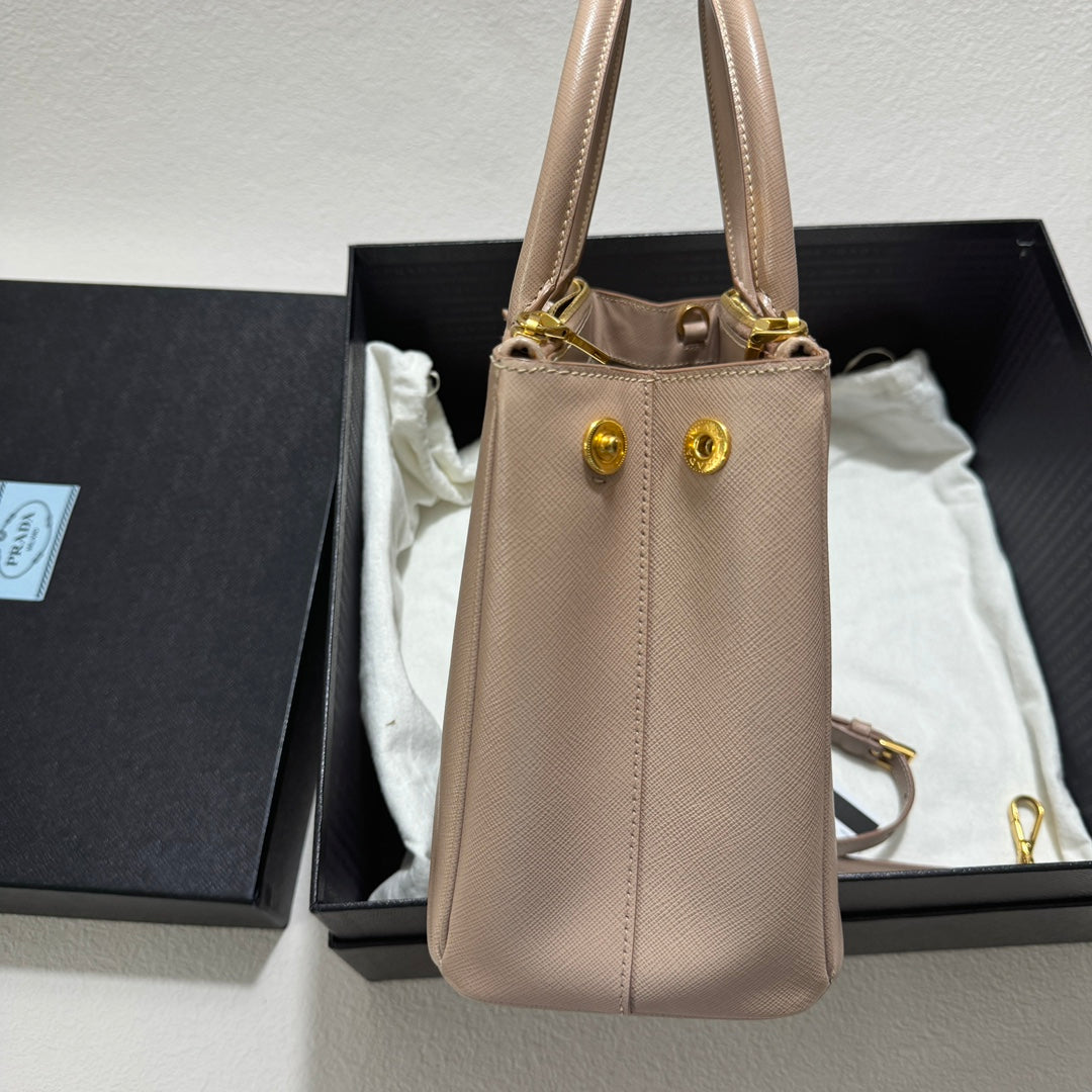Prada Galleria Saffiano Leather Small Light Pink Handbag with Strap