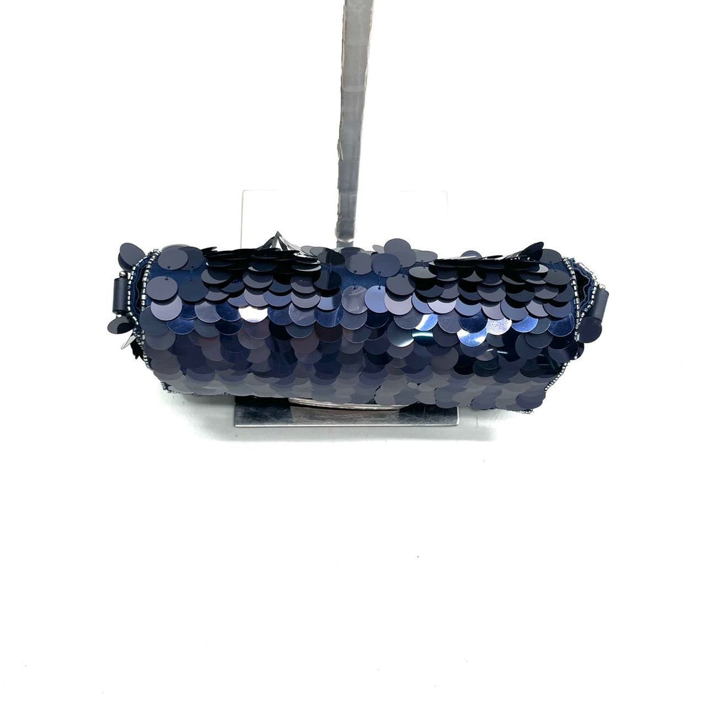 Fendi Baguette Mini Navy Sequins Chain Strap Crossbody Bag