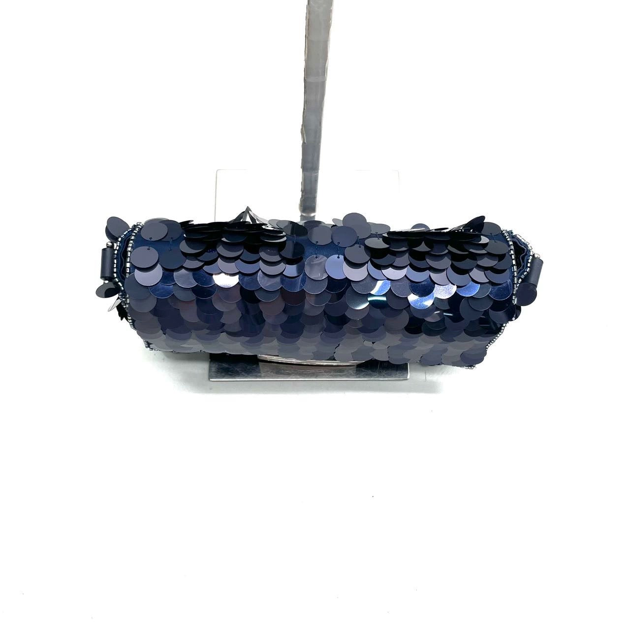 Fendi Baguette Mini Navy Sequins Chain Strap Crossbody Bag