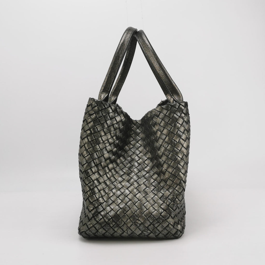 Bottega Veneta Cabat Large Intreccio Leather Tote Bag Metallic 40cm
