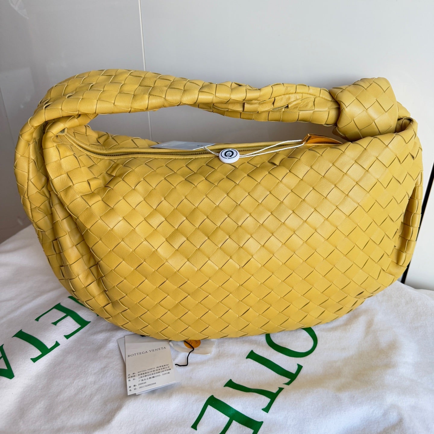 Bottega Veneta Jodie Small Yellow Lambskin Leather