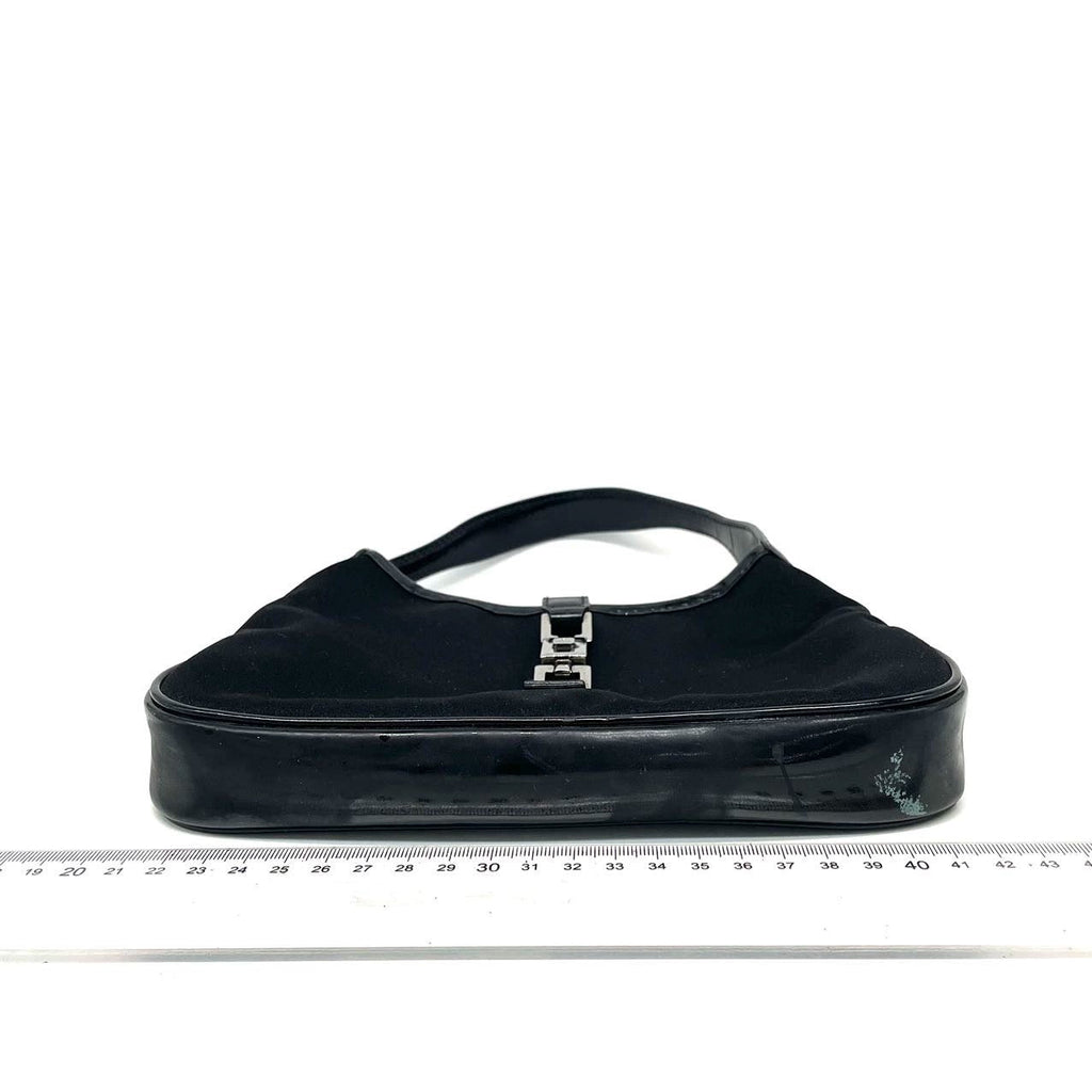 Gucci Jackie Vintage Mini Black Cloth and Patent Leather Handbag