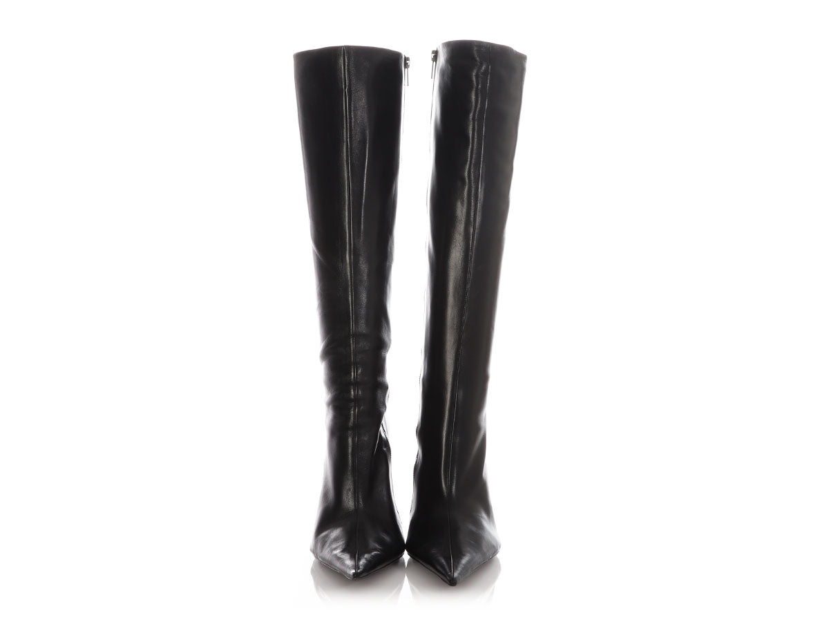 Balenciaga Black Leather Tall Boots
