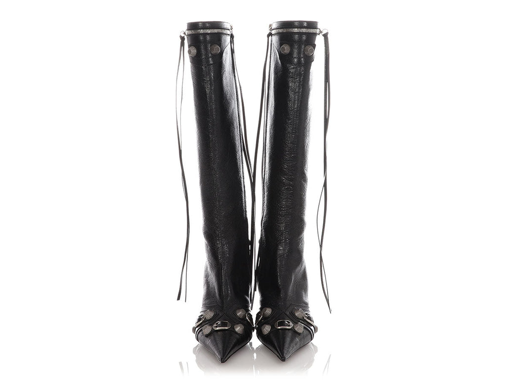 Balenciaga Black Cagole Knee-High Boots