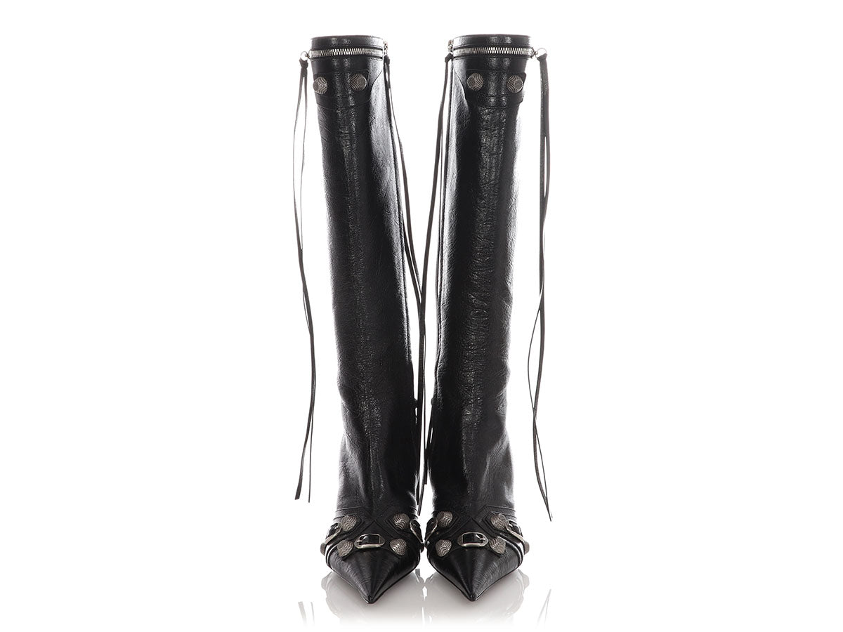 Balenciaga Black Cagole Knee-High Boots