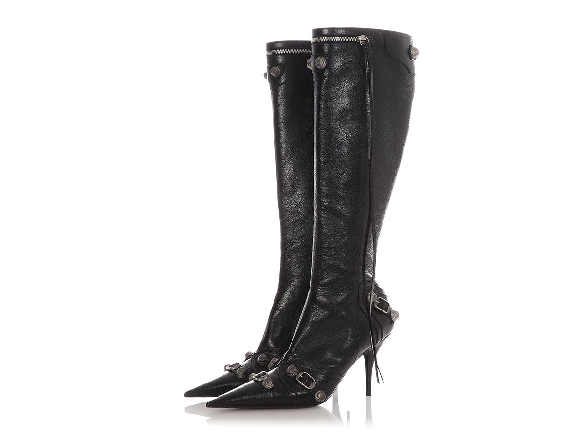 Balenciaga Black Cagole Knee-High Boots