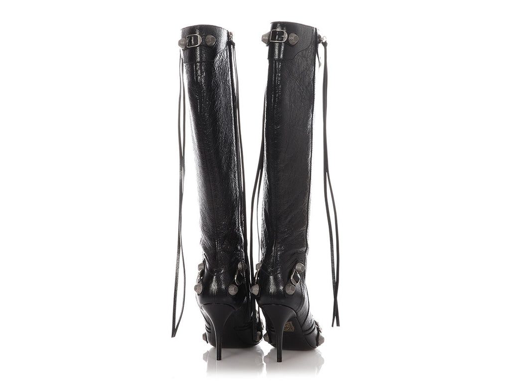 Balenciaga Black Cagole Knee-High Boots