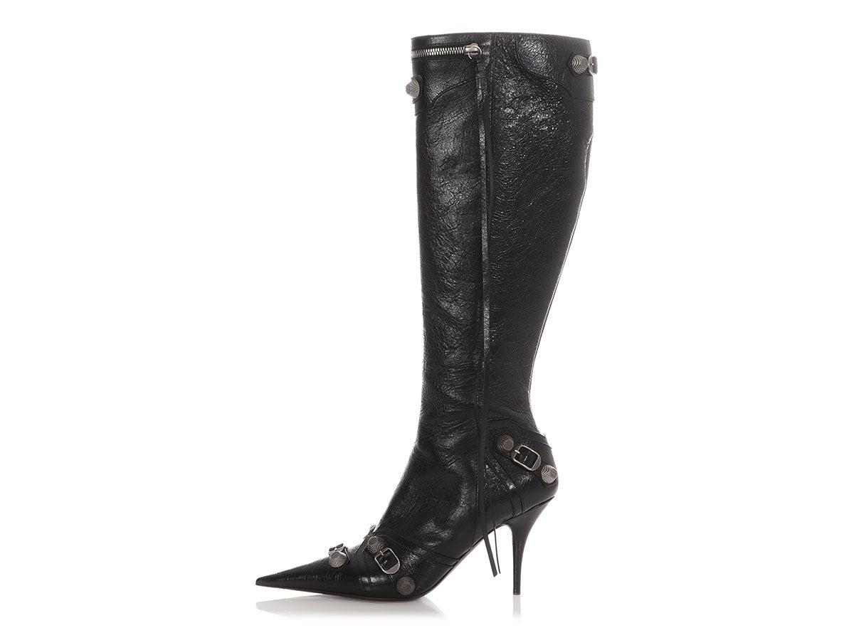 Balenciaga Black Cagole Knee-High Boots