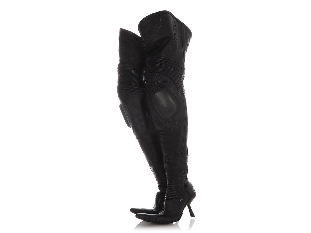 Balenciaga Black Runway Over the Knee Motocross Heel Boots