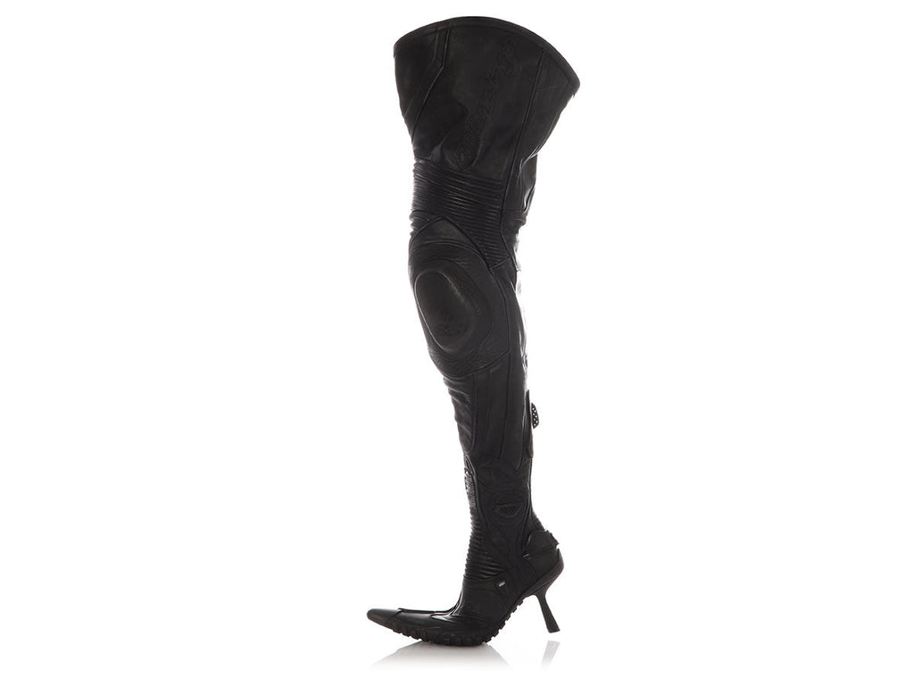 Balenciaga Black Runway Over the Knee Motocross Heel Boots