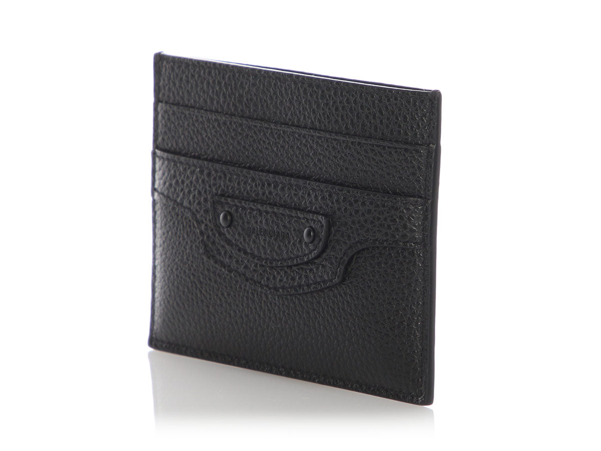 Balenciaga Black Grained Calfskin Neo Classic Card Case