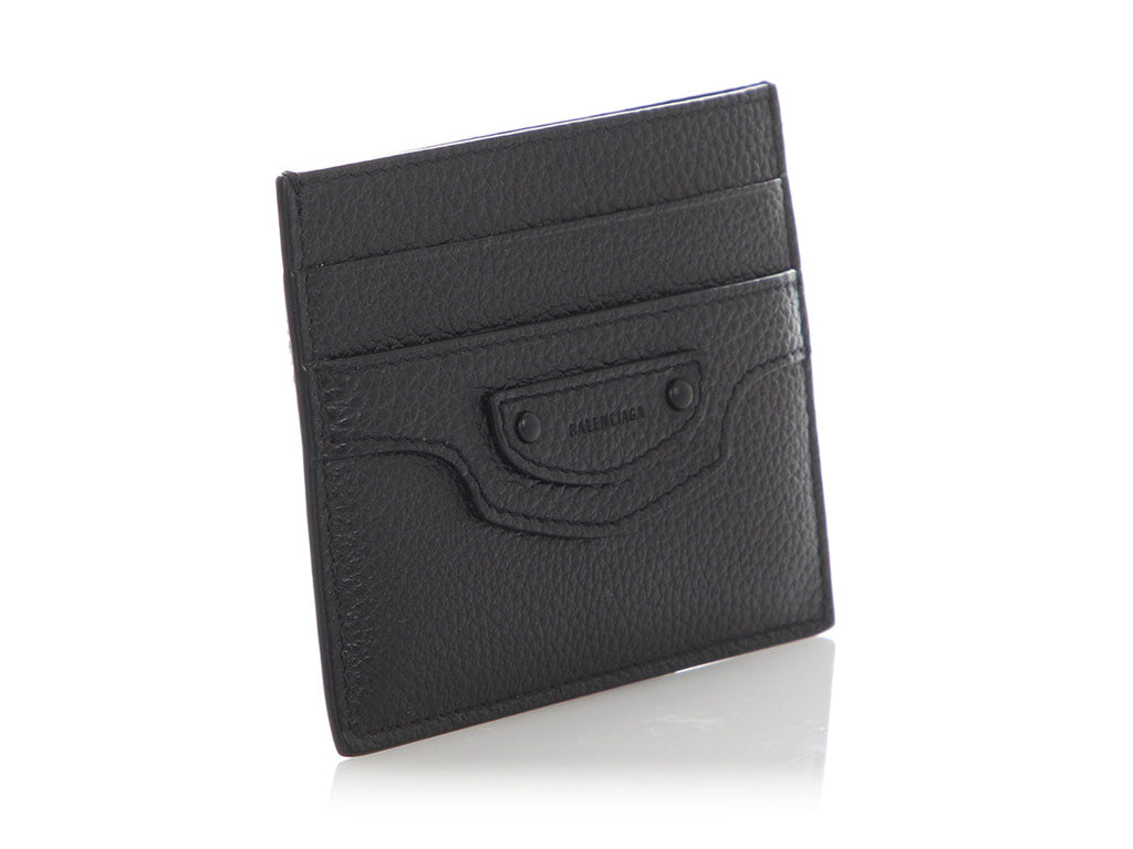 Balenciaga Black Grained Calfskin Neo Classic Card Case