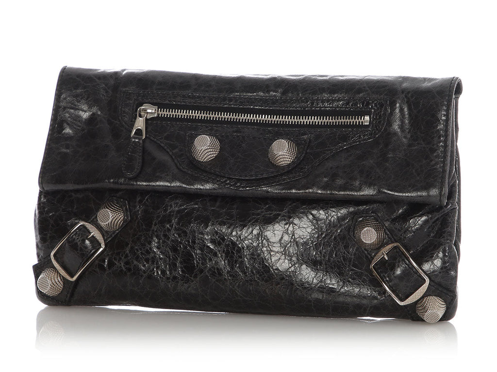 Balenciaga Black Agneau Giant 21 Envelope Clutch