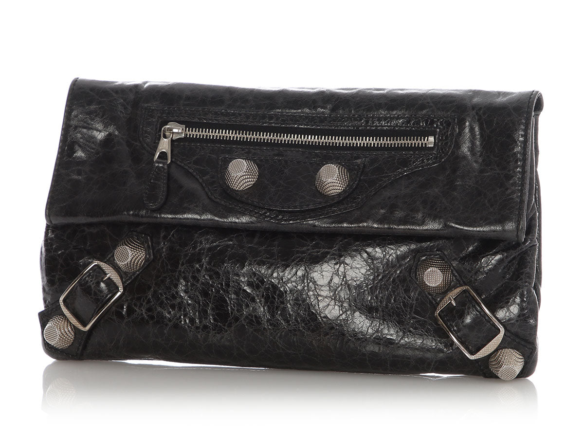 Balenciaga Black Agneau Giant 21 Envelope Clutch