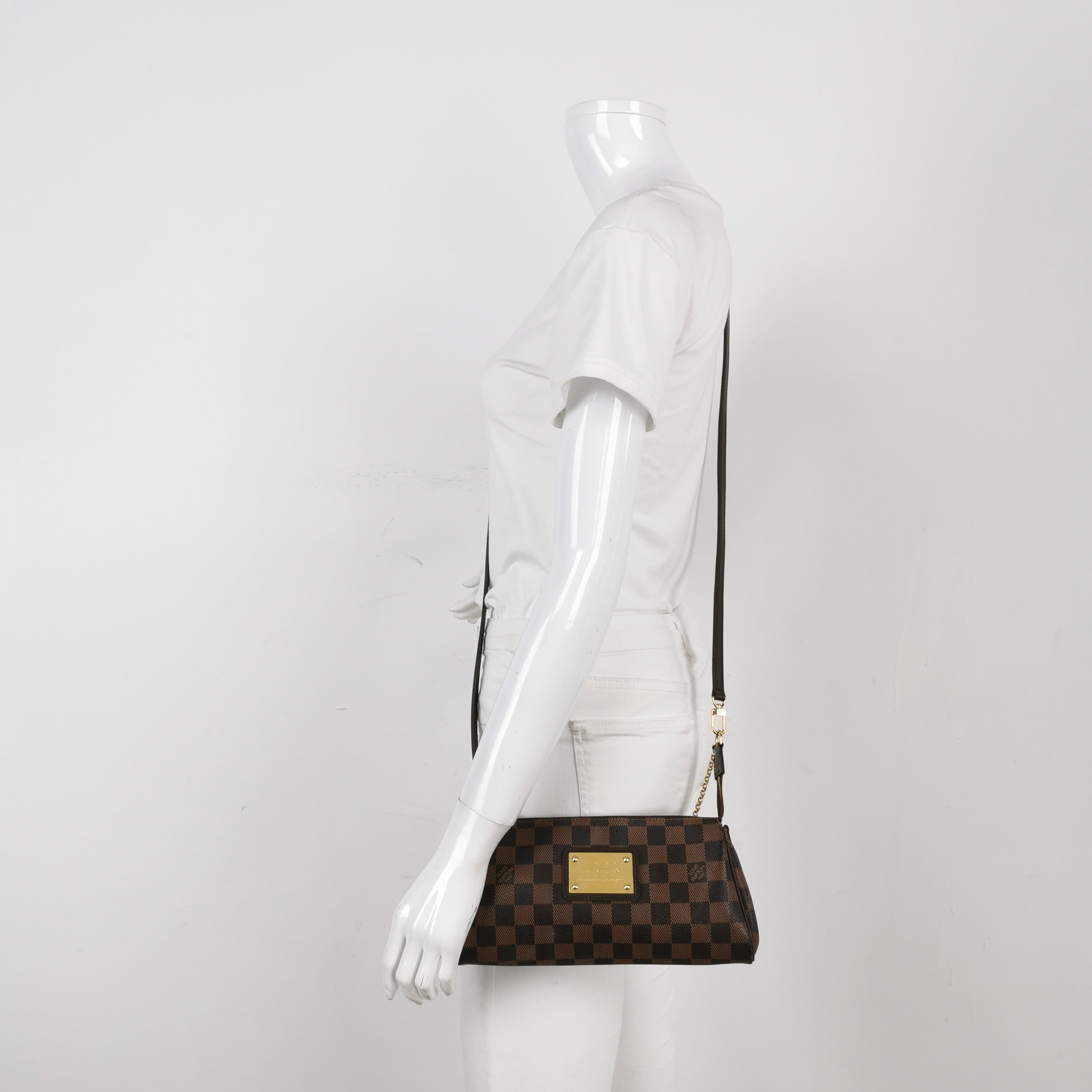 Louis Vuitton Eva Brown Damier Ebene Monogram Shoulder Bag with Strap