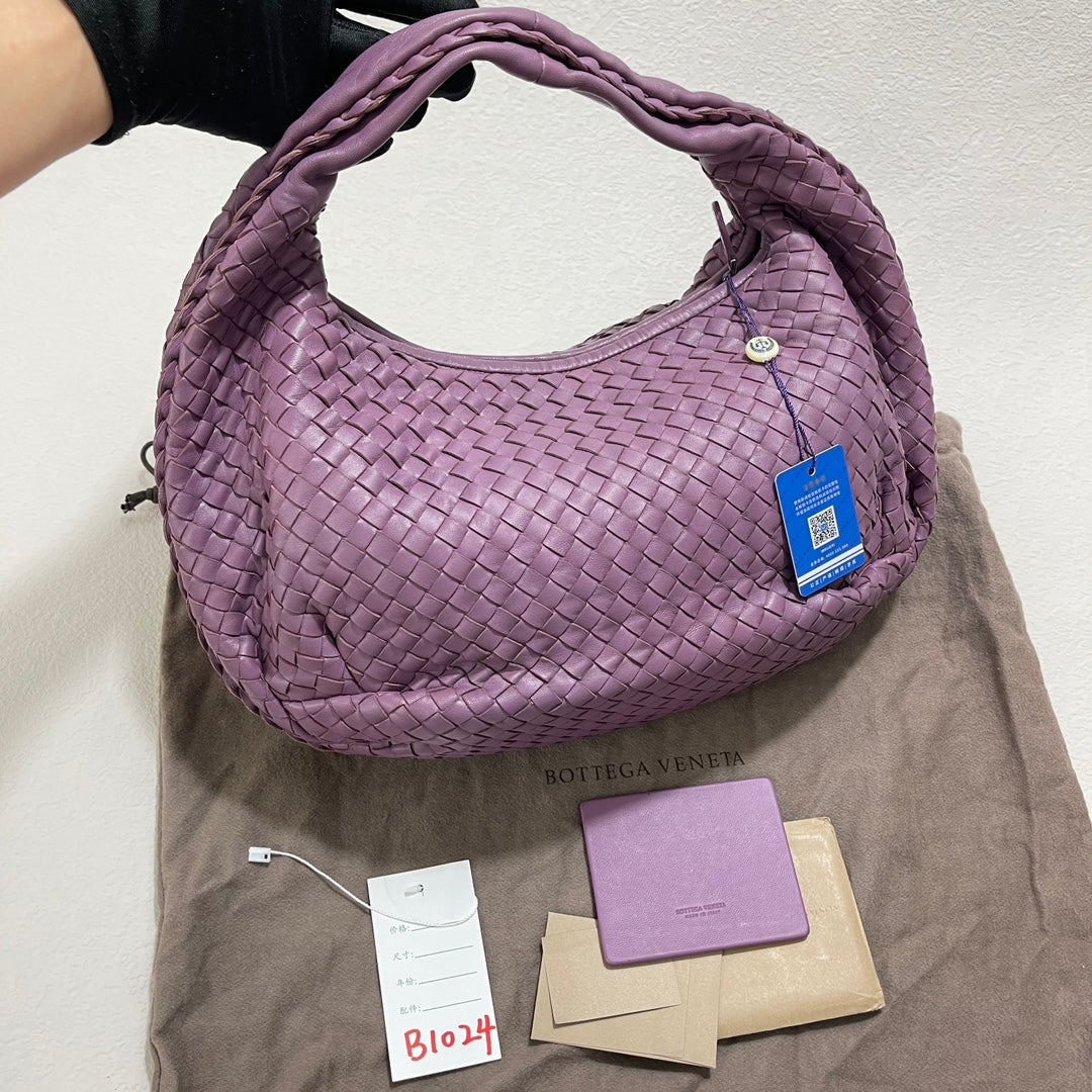 Bottega Veneta Belly Hobo Intrecciato Lambskin Leather Lilac Purple Medium 40cm
