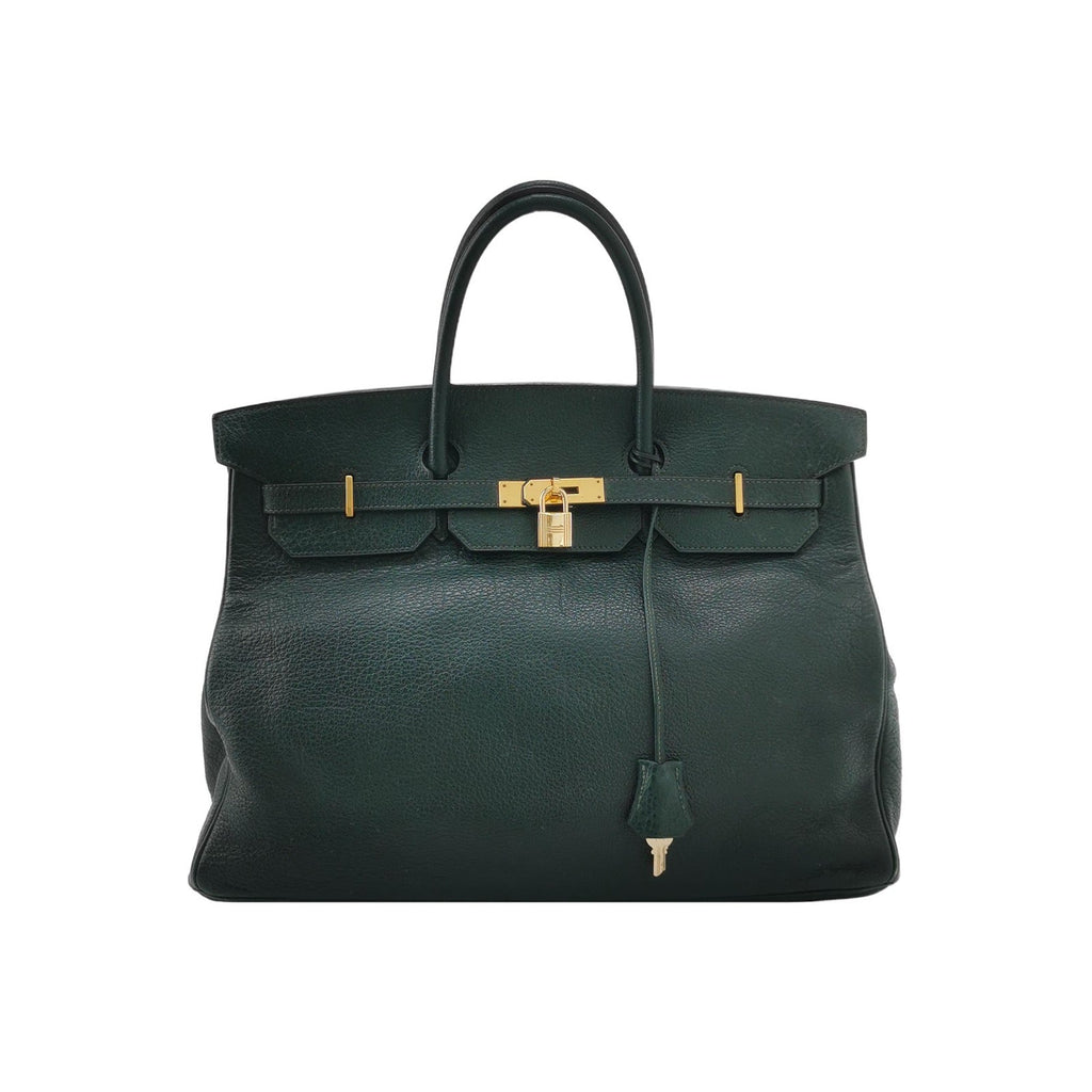 Hermes Birkin 40 Barenia Faubourg Vintage 2Q Vert Amclais Dark Green Gold Hardware