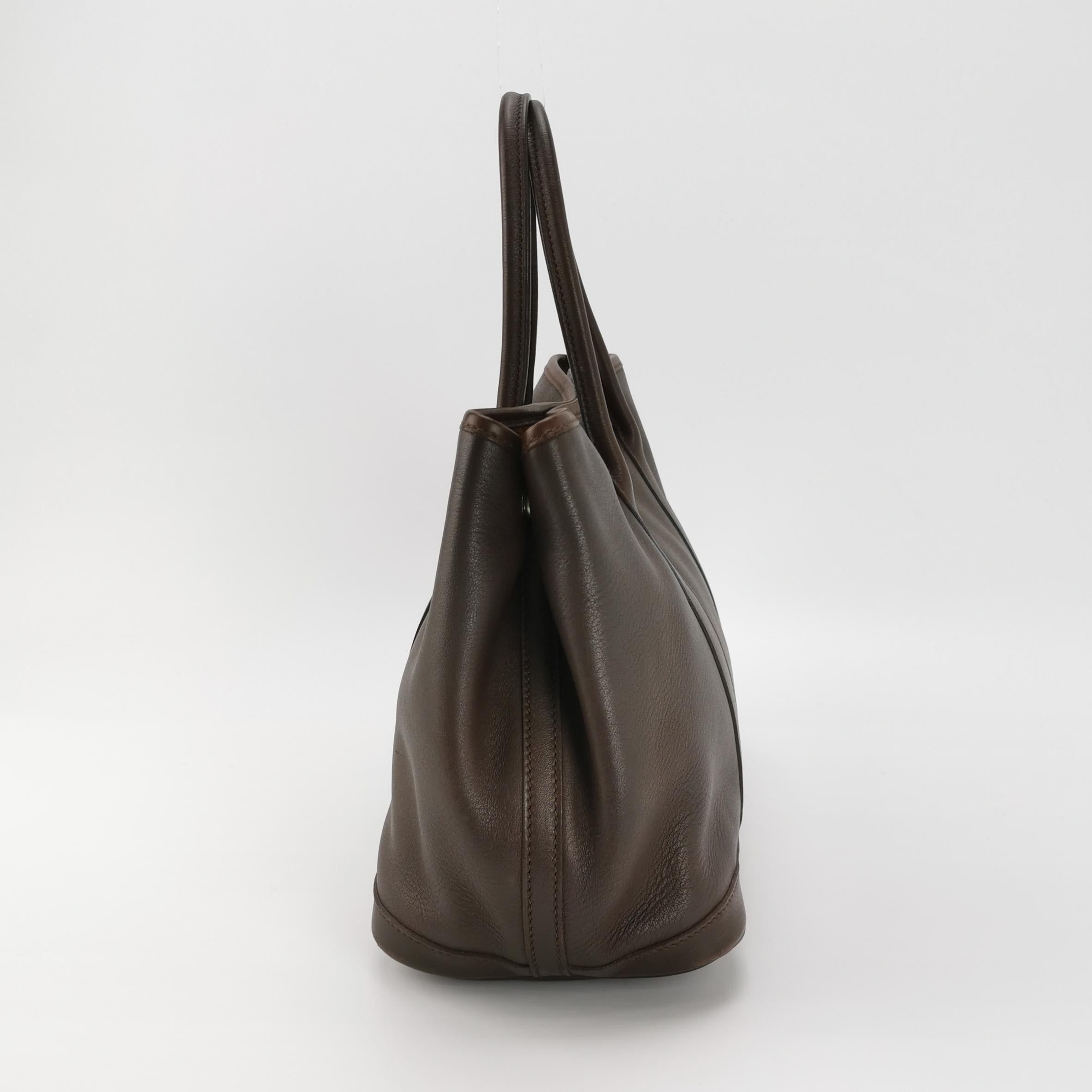 Hermes Garden Party 30 Swift Leather Chocolate Brown 47 Tote