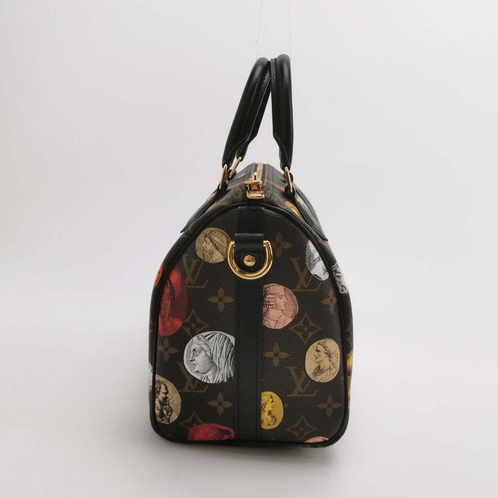 Louis Vuitton Speedy 25 Bandouliere Fornasetti Louvre Stamps