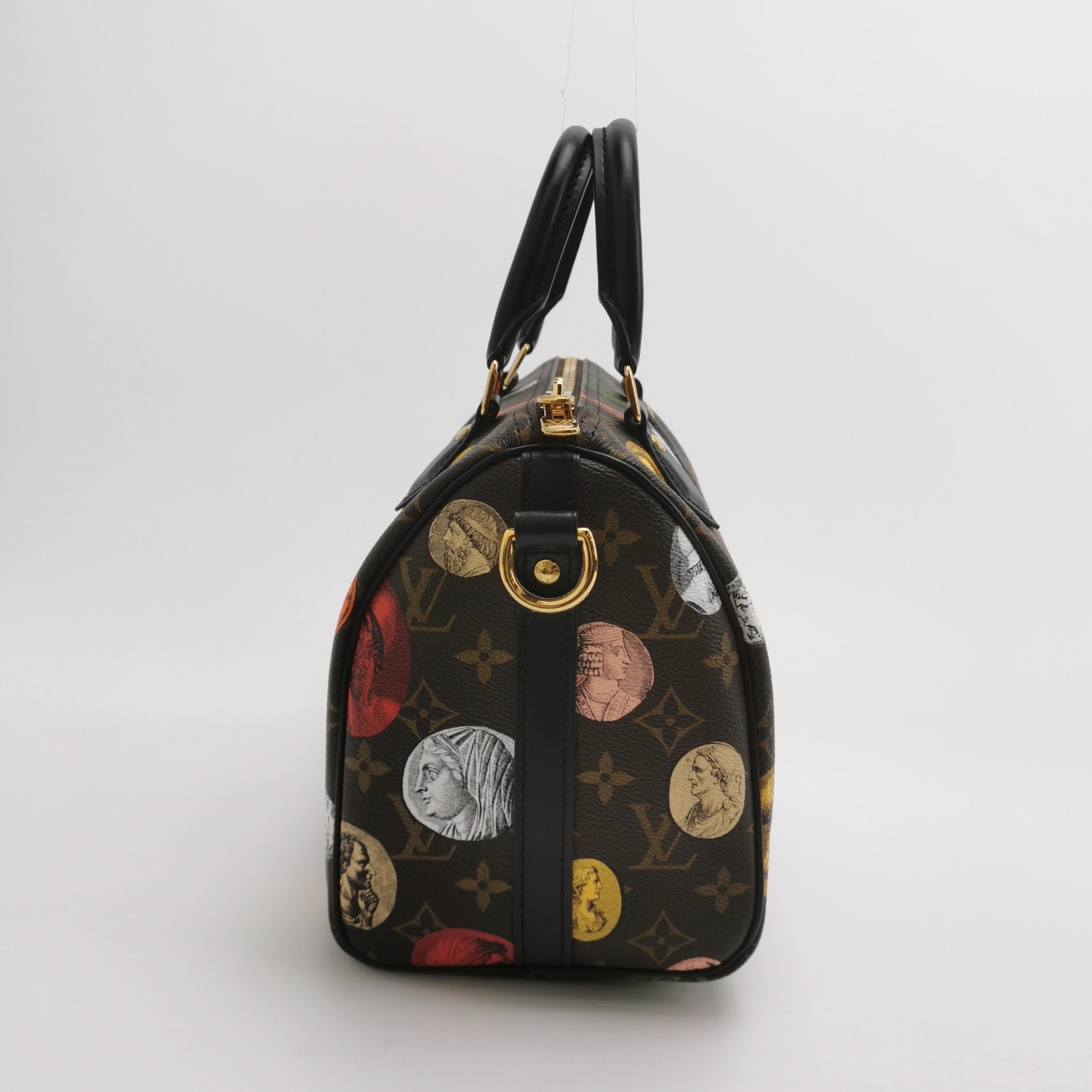 Louis Vuitton Speedy 25 Bandouliere Fornasetti Louvre Stamps