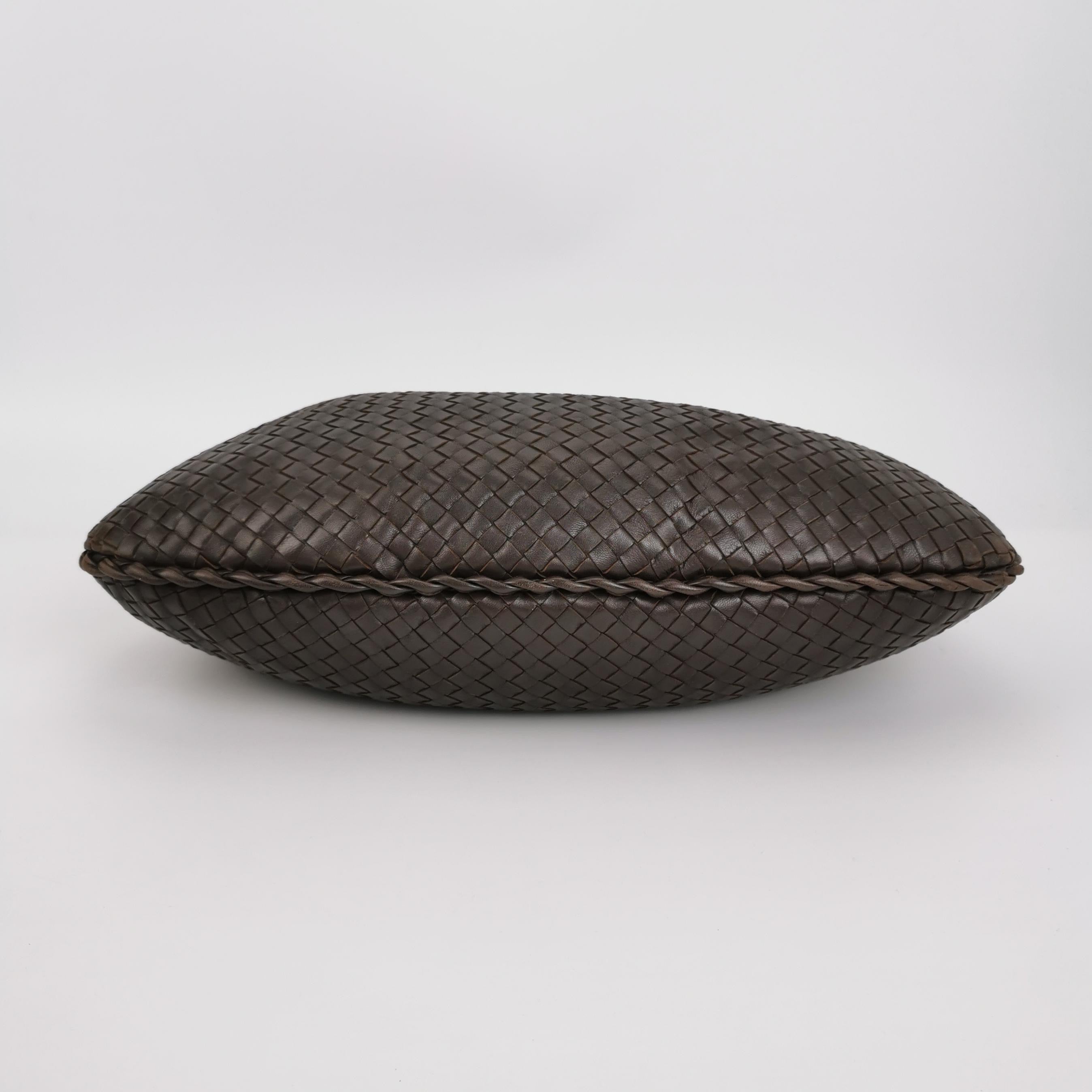 Bottega Veneta Veneta Hobo Dark Chocolate Brown Intrecciato Leather Bag 48cm