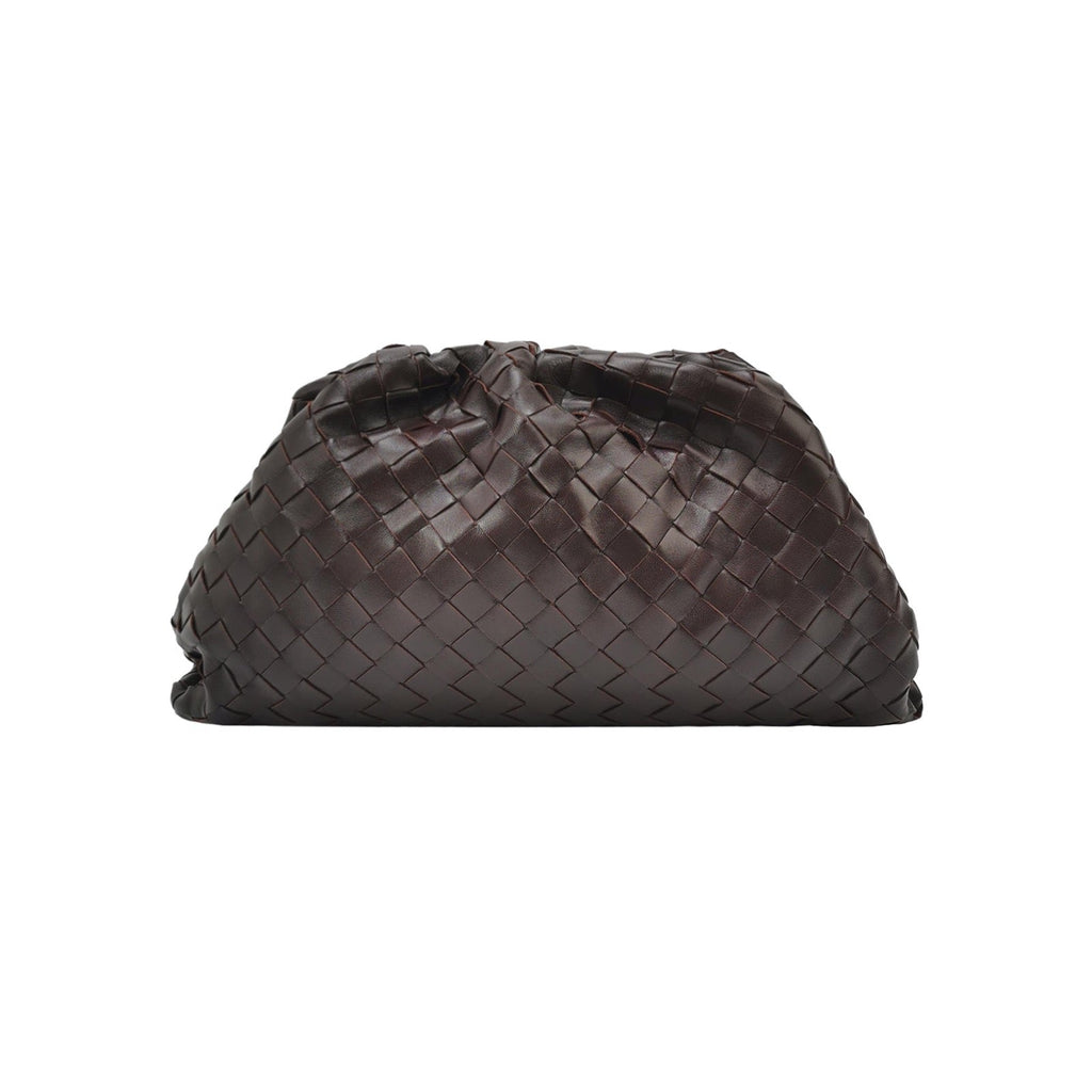 Bottega Veneta Pouch Large Intrecciato Dark Chocolate Brown Calfskin Leather