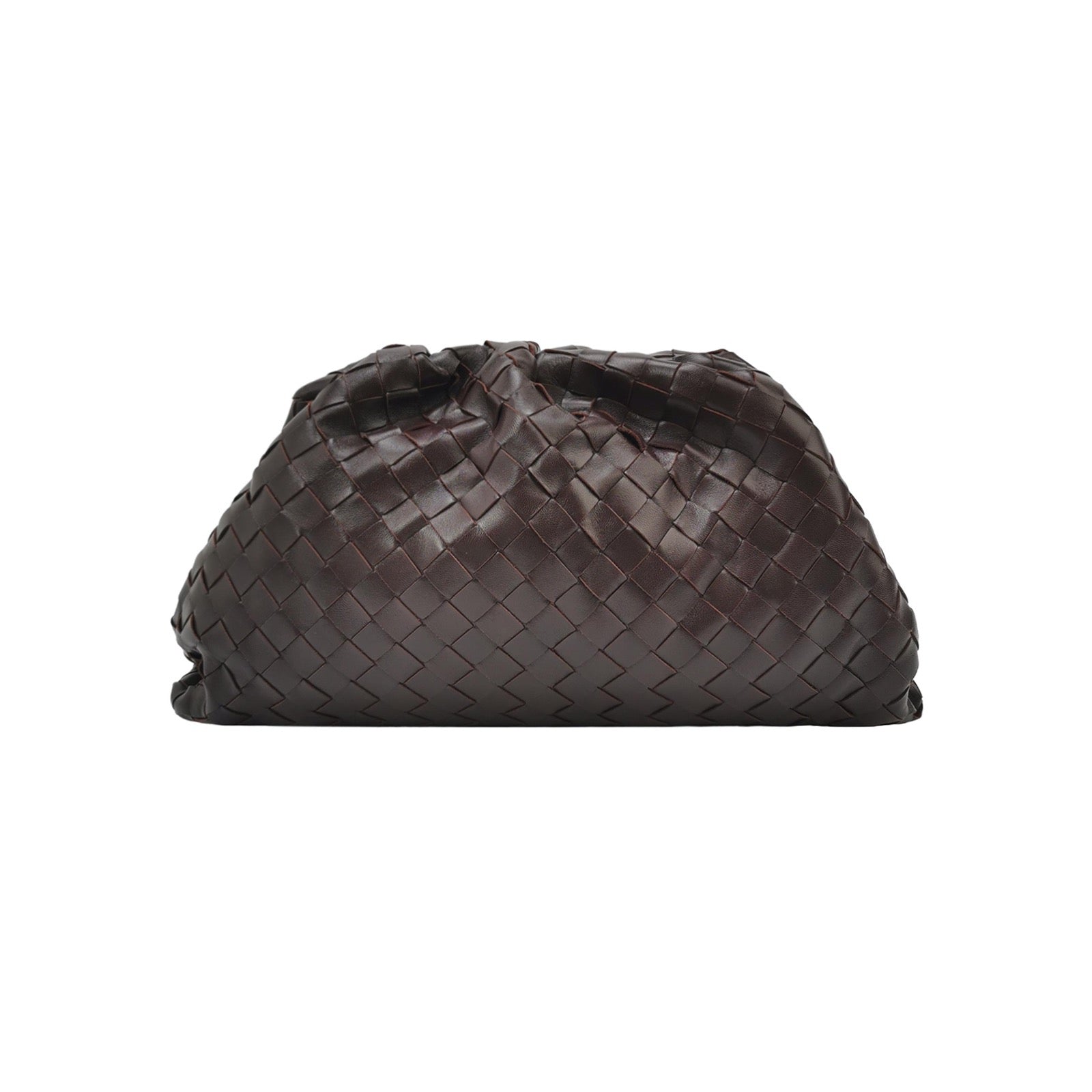 Bottega Veneta Pouch Large Intrecciato Dark Chocolate Brown Calfskin Leather