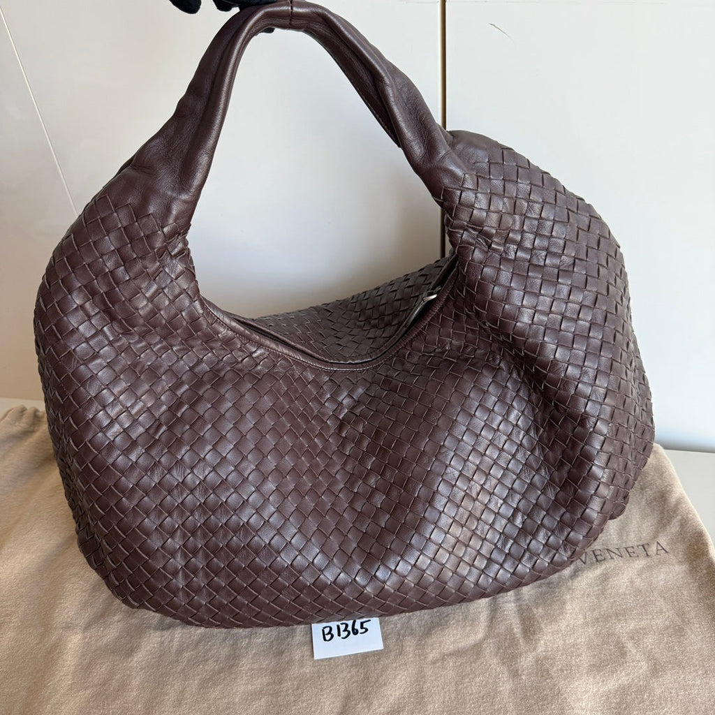 Bottega Veneta Belly Hobo Intreccio Leather Dark Chocolate Brown Large 50cm