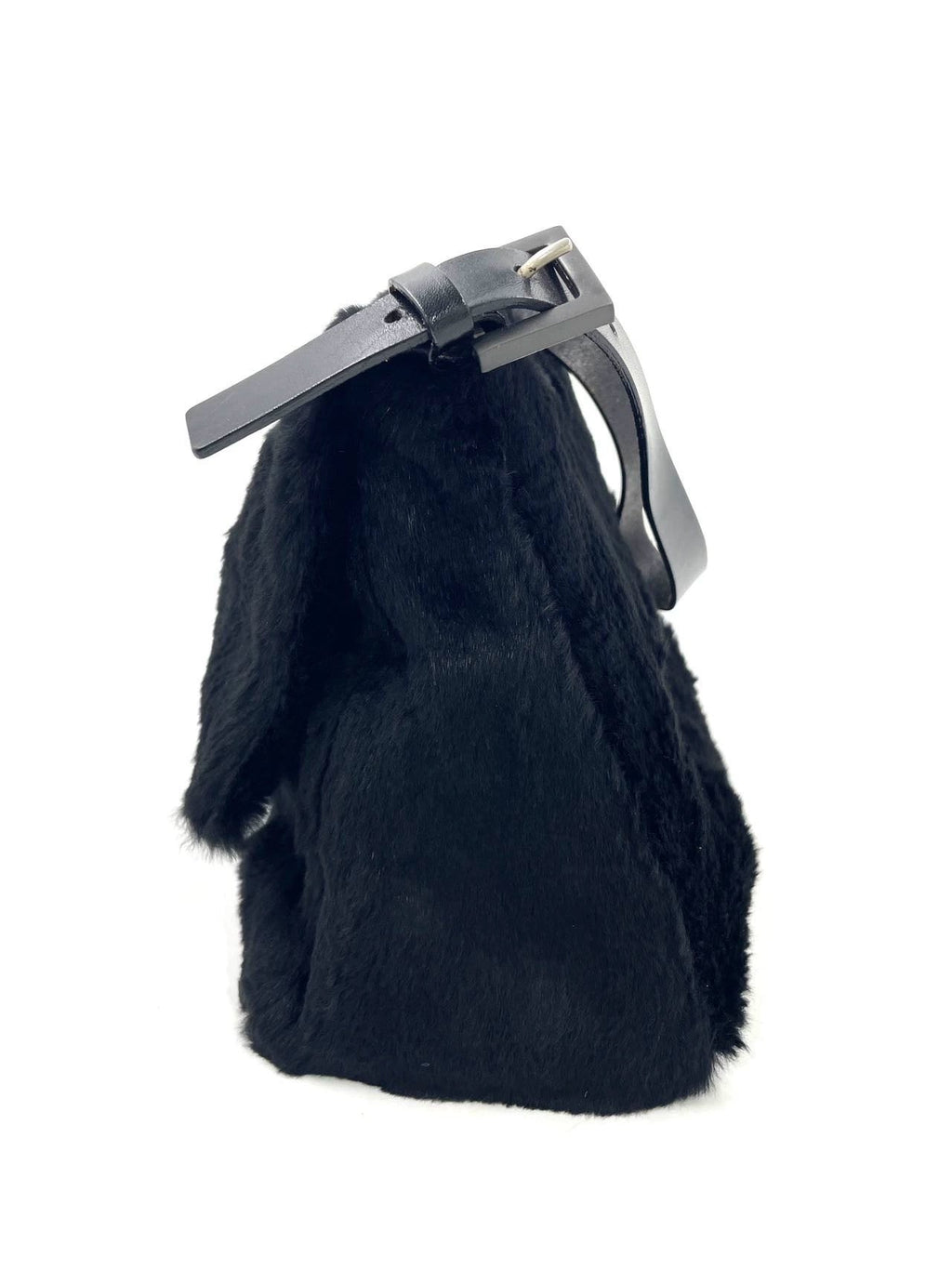 Fendi Mamma Baguette Black Faux Fur Shoulder Bag