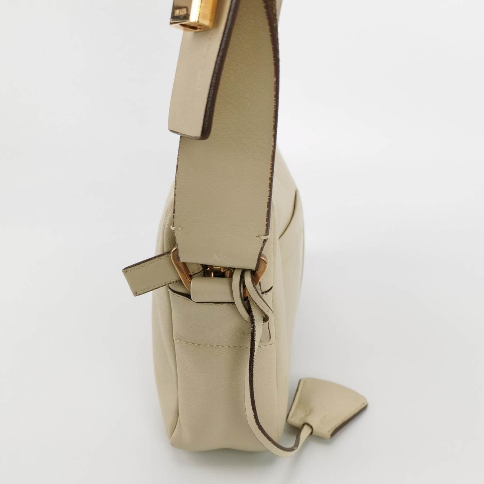 Prada East West Camera Bag Cream White  Lambskin Leather with Gold-tone Hardware