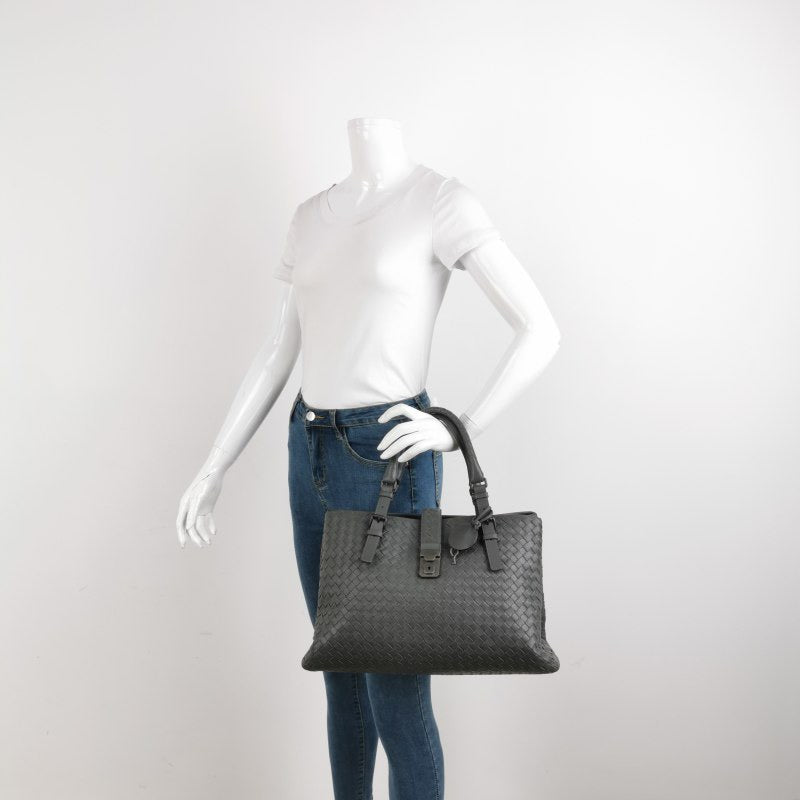 Bottega Veneta Roma Large Intrecciato Nappa Leather Grey 35cm