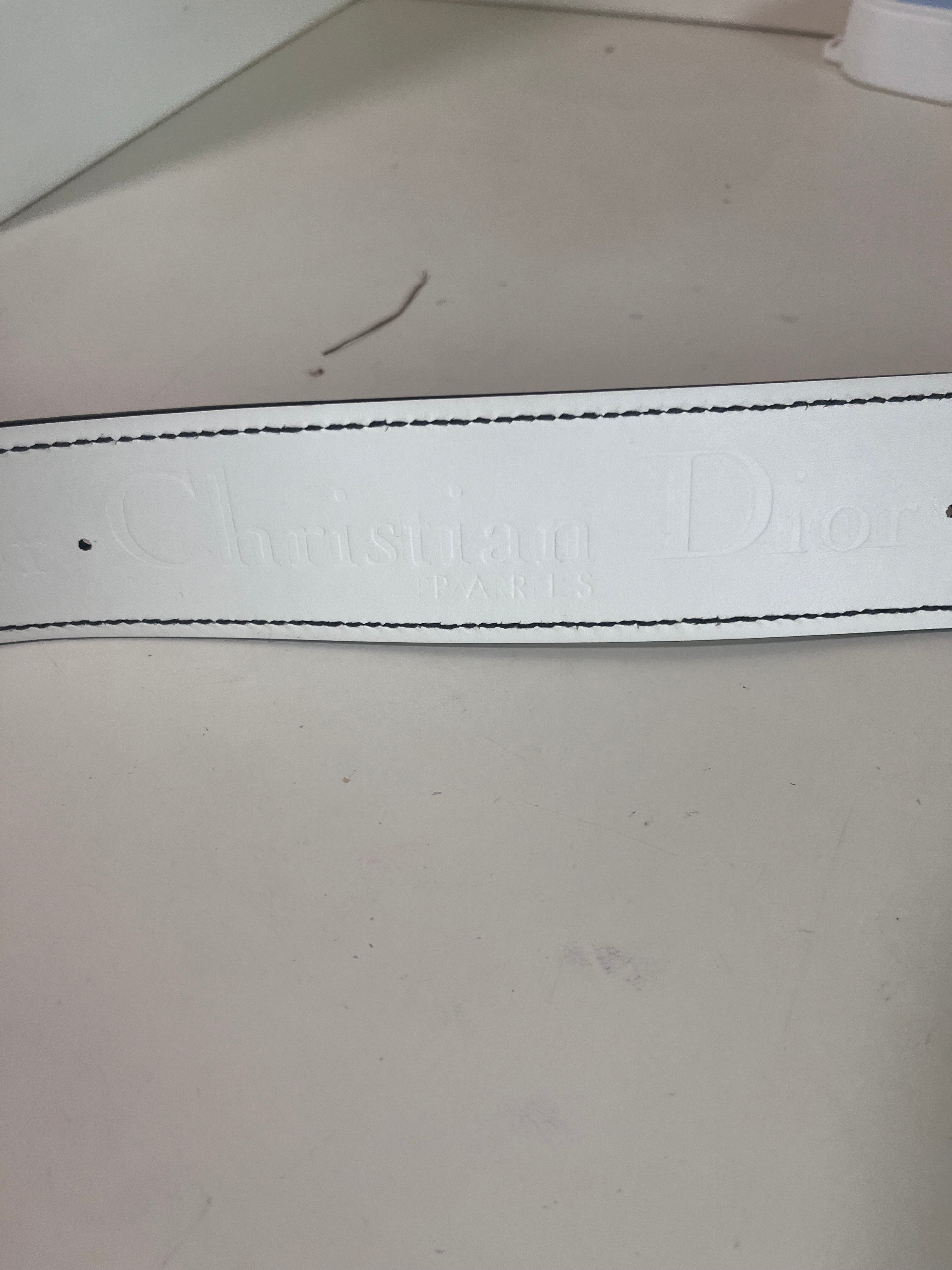Dior Strap Leather White with Gold-tone Hardware