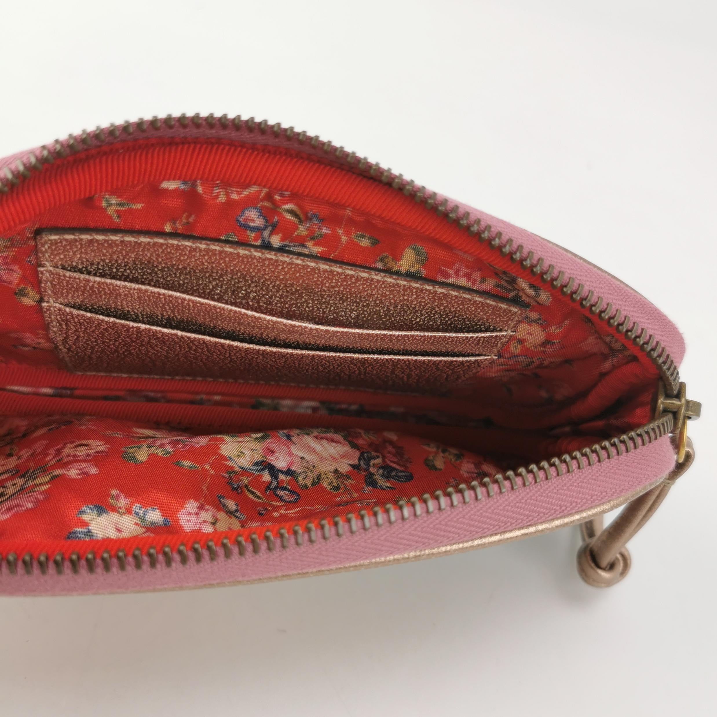 Gucci Pink Teal Mini Metallic Laminated Trapuntata Leather Horsebit Clutch Pouch