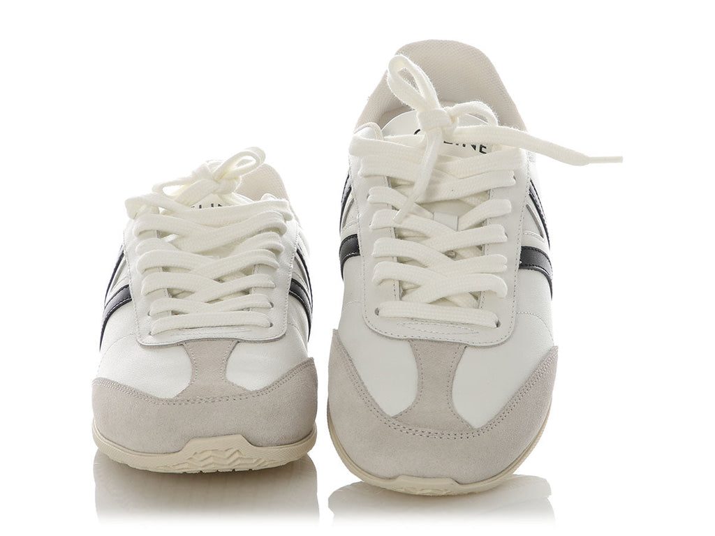 Celine White Triomphe Low Lace-Up Sneakers