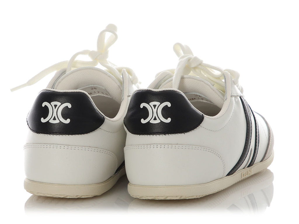 Celine White Triomphe Low Lace-Up Sneakers