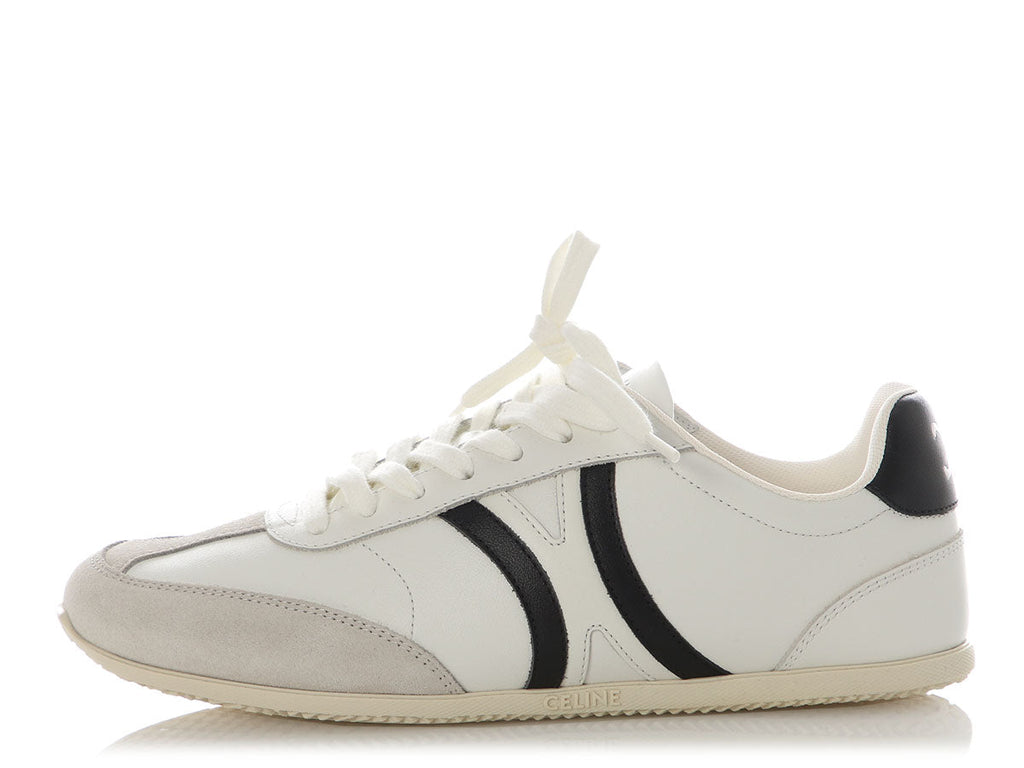 Celine White Triomphe Low Lace-Up Sneakers