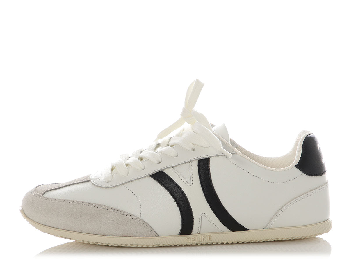 Celine White Triomphe Low Lace-Up Sneakers