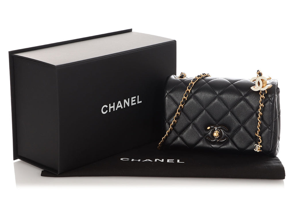 Chanel Small Black Quilted Calfskin Seasonal Flap